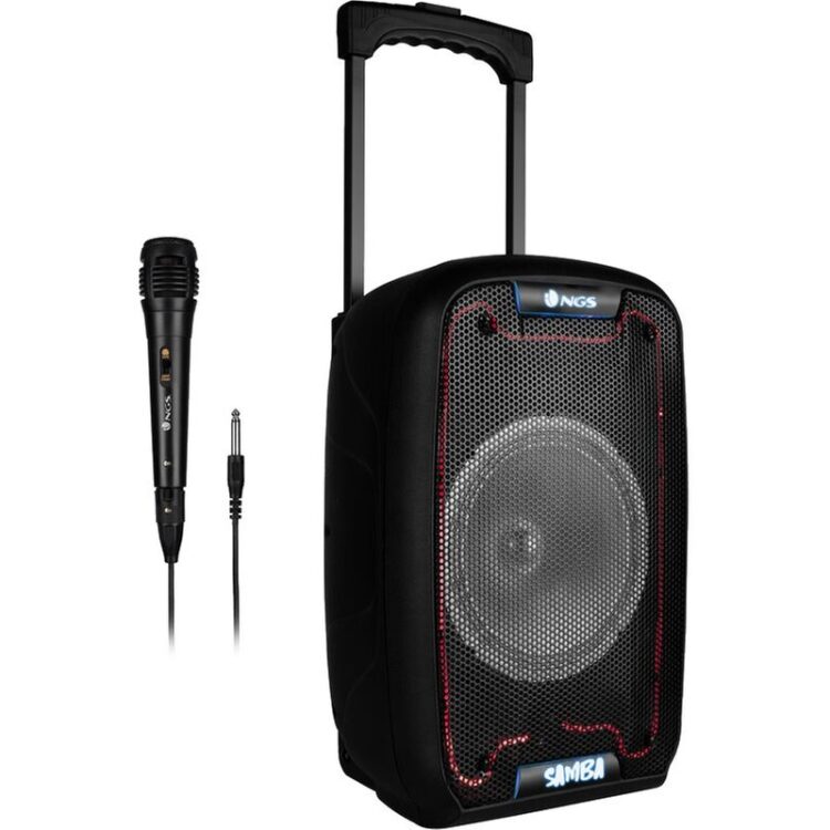 Ngs Wild Samba Ασύρματο Ηχείο Karaoke Με Μικρόφωνο, Φωτορυθμικό Και Ροδάκια Ισχύος 30w Με 4 Ώρες Αυτονομία Σε Μαύρο Χρώμα