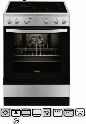 Zanussi Κουζίνα 73lt με Κεραμικές Εστίες Π59.6εκ. Inox