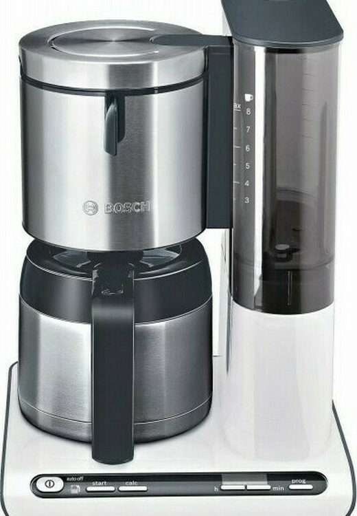 Bosch Προγραμματιζόμενη Καφετιέρα Φίλτρου 1100W Inox/White TKA8A681