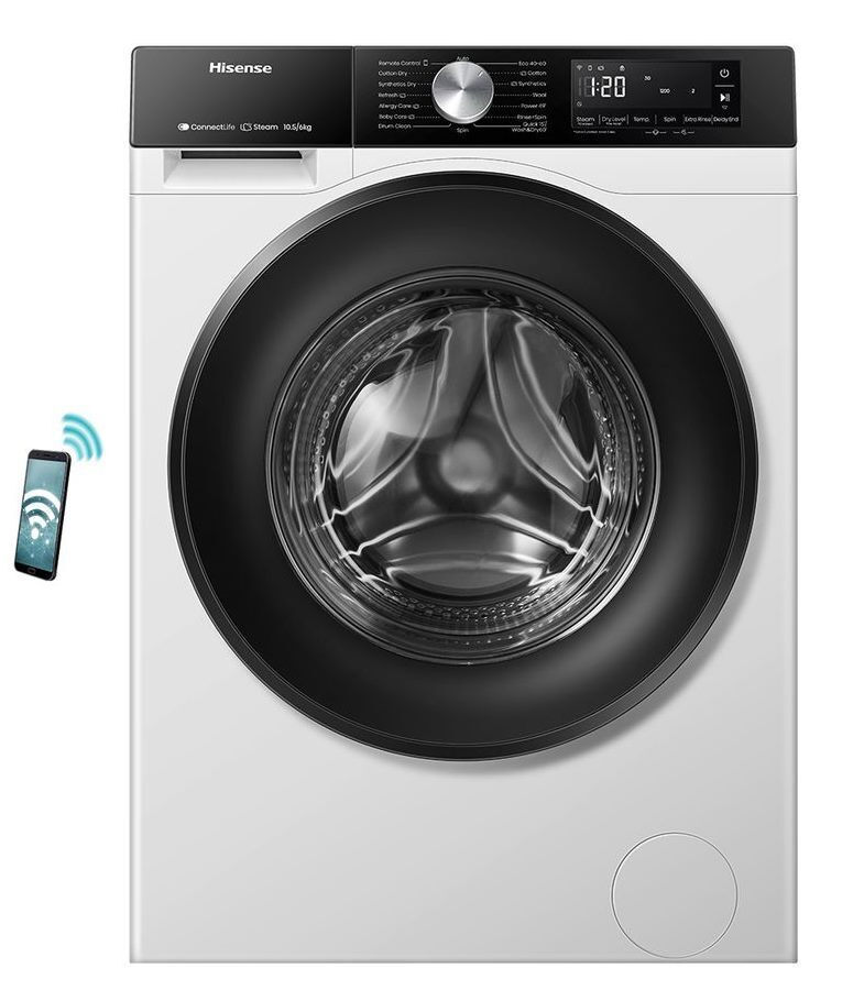 Hisense Πλυντήριο-Στεγνωτήριο Ρούχων 10.5kg/6kg Ατμού 1400 Στροφές με Wi-Fi
