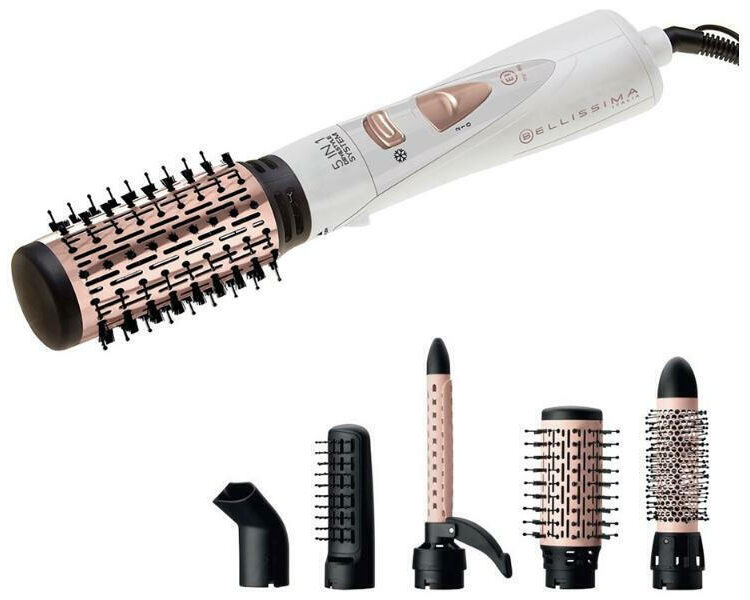 Bellissima Pro Hair Styler 5 in 1 Κεραμική Ηλεκτρική Βούρτσα με Αέρα για Ίσιωμα και Μπούκλες 1000W