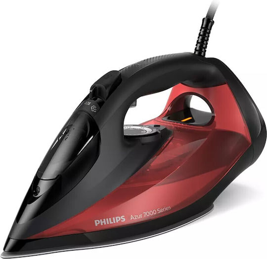 Philips Azur Σίδερο Ατμού 2800W με Αντικολλητική Πλάκα και Συνεχόμενη Παροχή Ατμού 50gr/min Black/Red DST7022/40